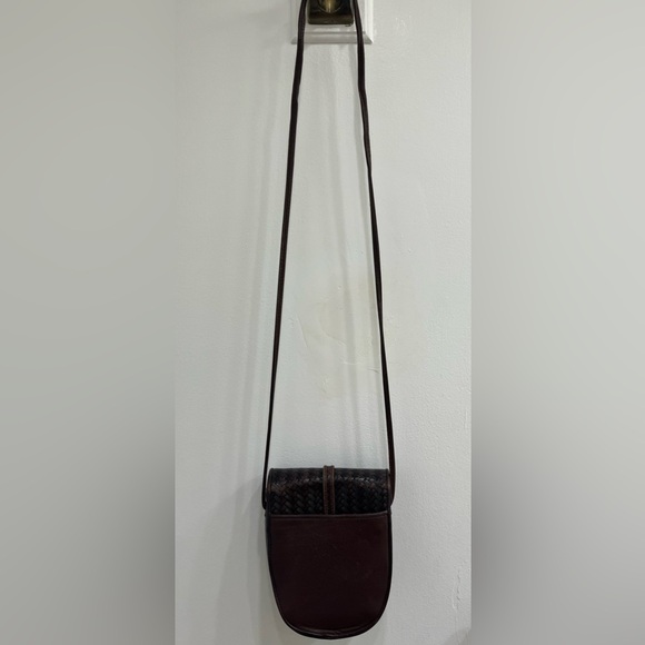 Brighton Vintage One World Chocolate Brown Woven Leather Crossbody Bag - Picture 11 of 13